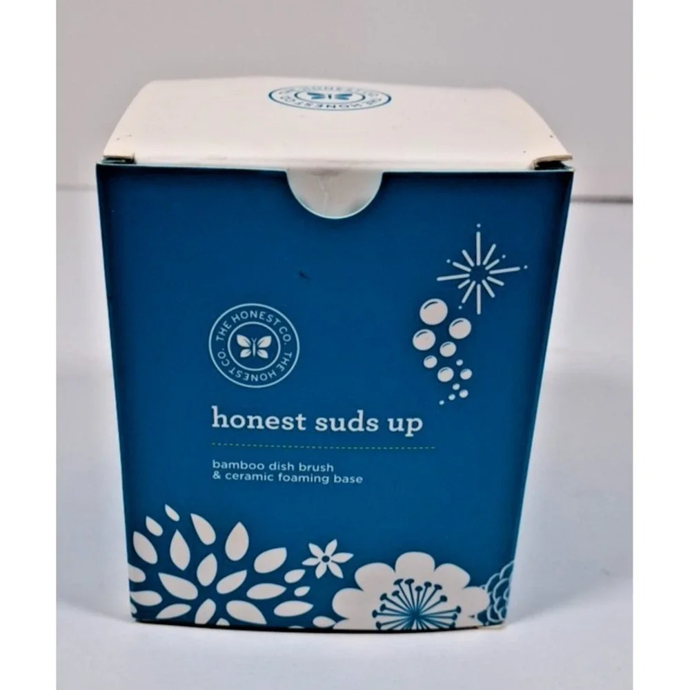 The Honest Co Honest Suds Up Bamboo Dish Brush and Ceramic Foaming Base New